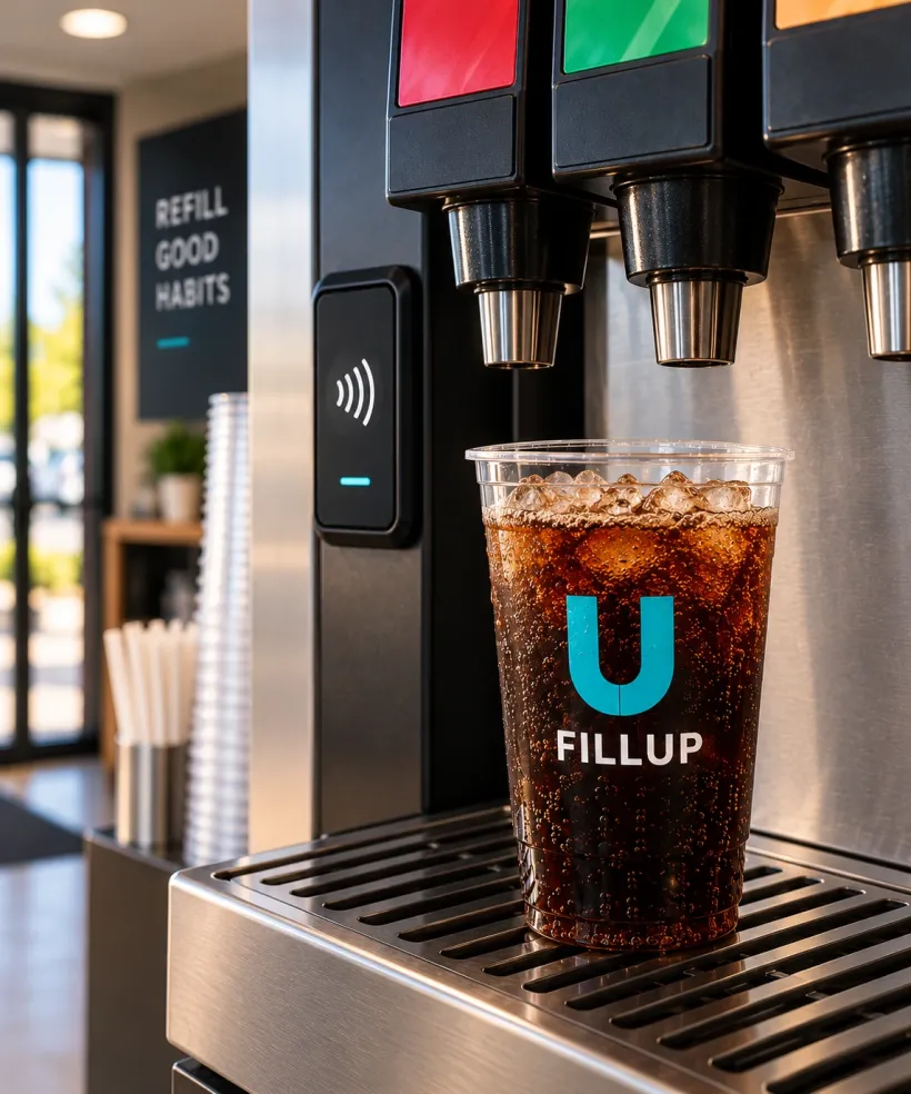 Filled FILLUP cup at the fountain